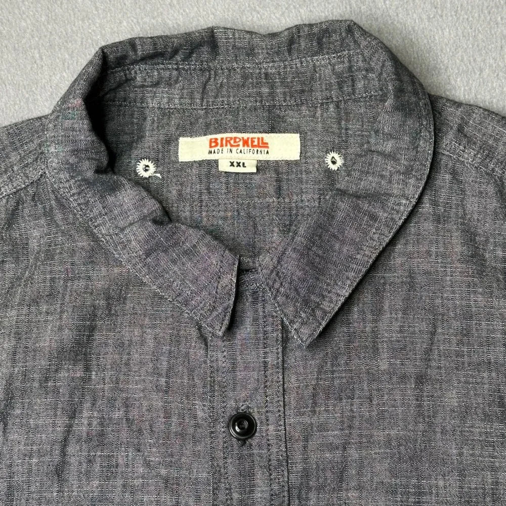 Birdwell Beach Britches Button Down‎ XXL Gray Chambray Long Sleeve Made in USA - Picture 7 of 10